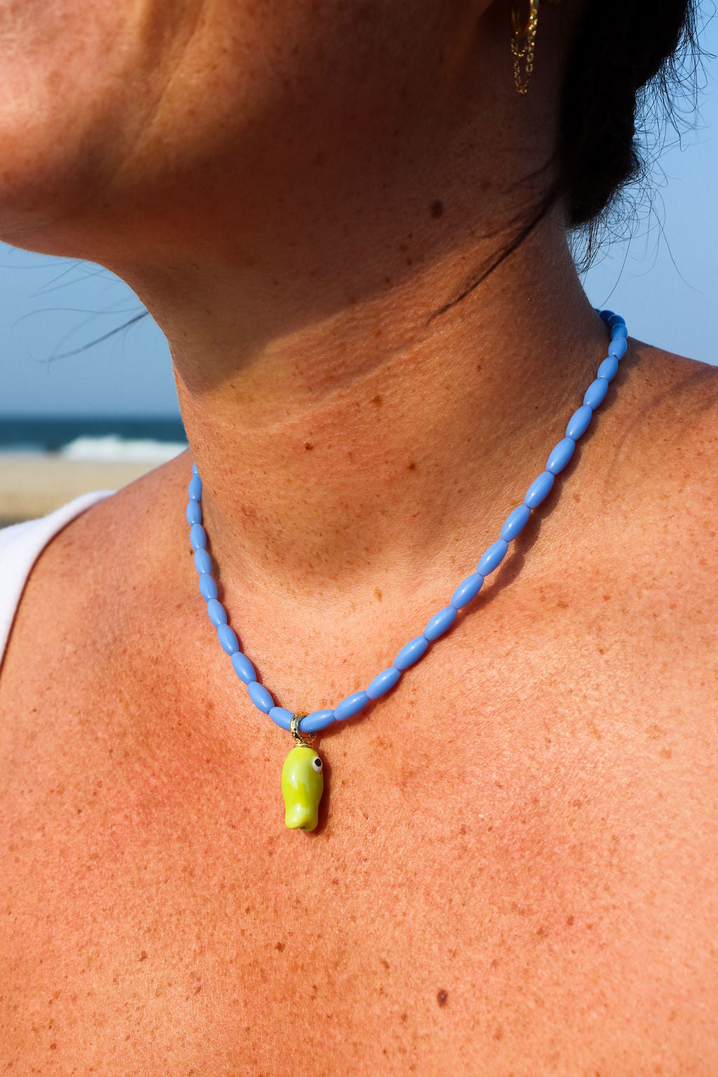 Lavender & Green Fish Necklace