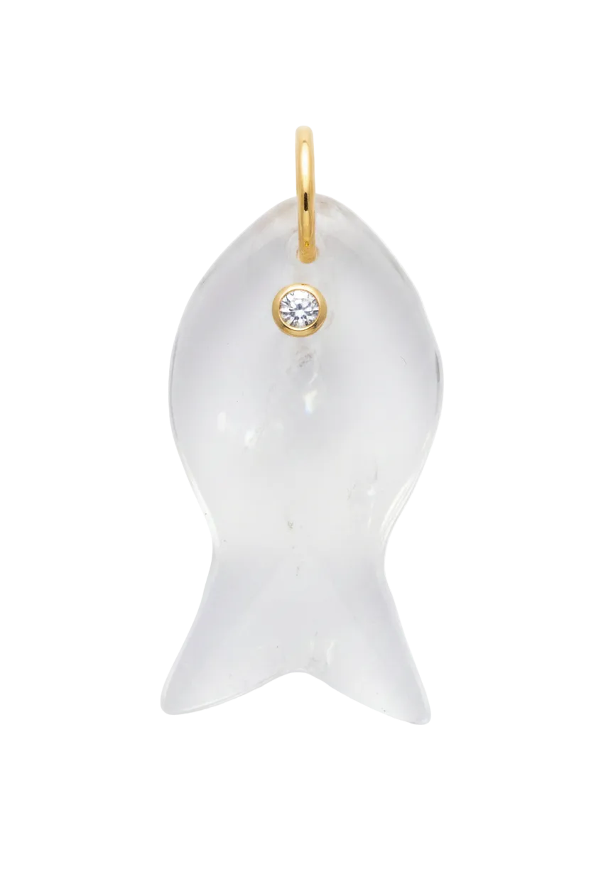 Large clear quartz gemstone fish