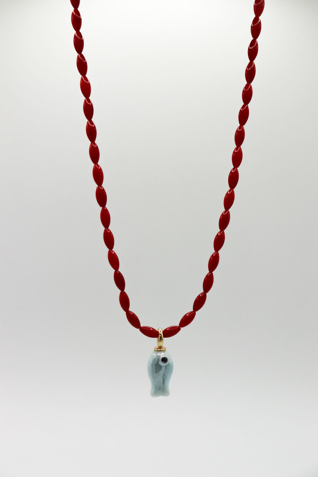 Red & Light Blue Fish Necklace
