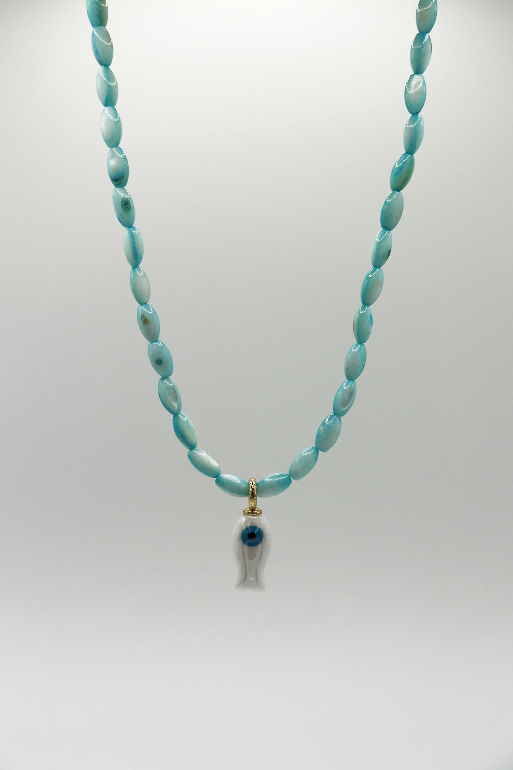 Teal & White Fish Necklace