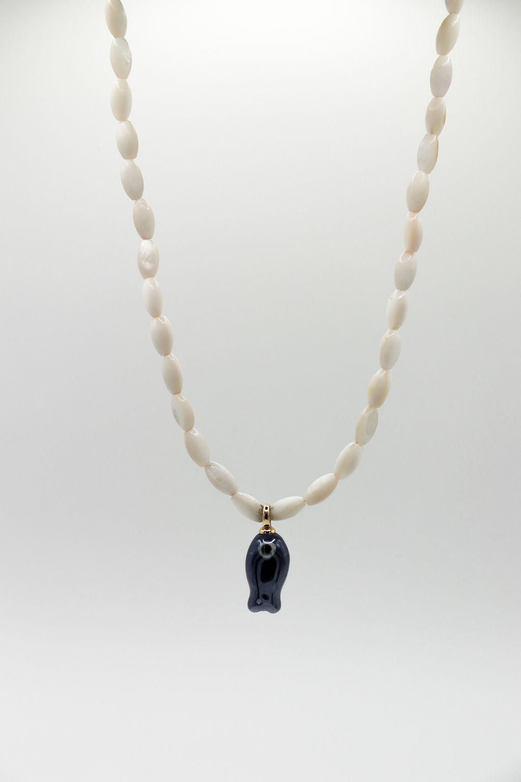 White & Navy Fish Necklace