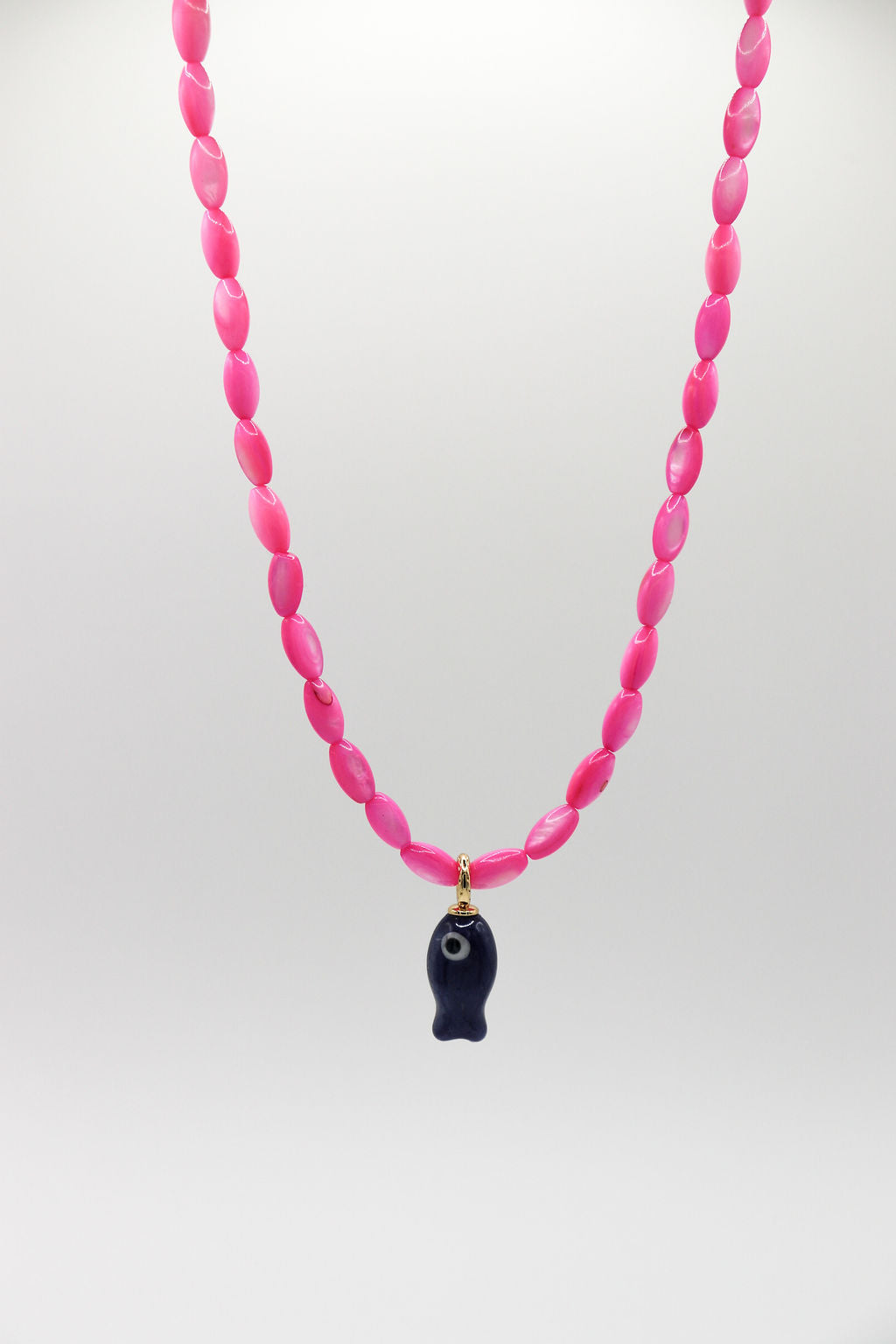 Hot Pink & Navy Fish Necklace