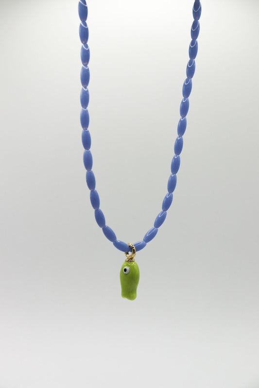 Lavender & Green Fish Necklace