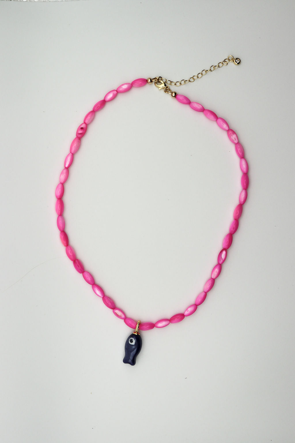 Hot Pink & Navy Fish Necklace