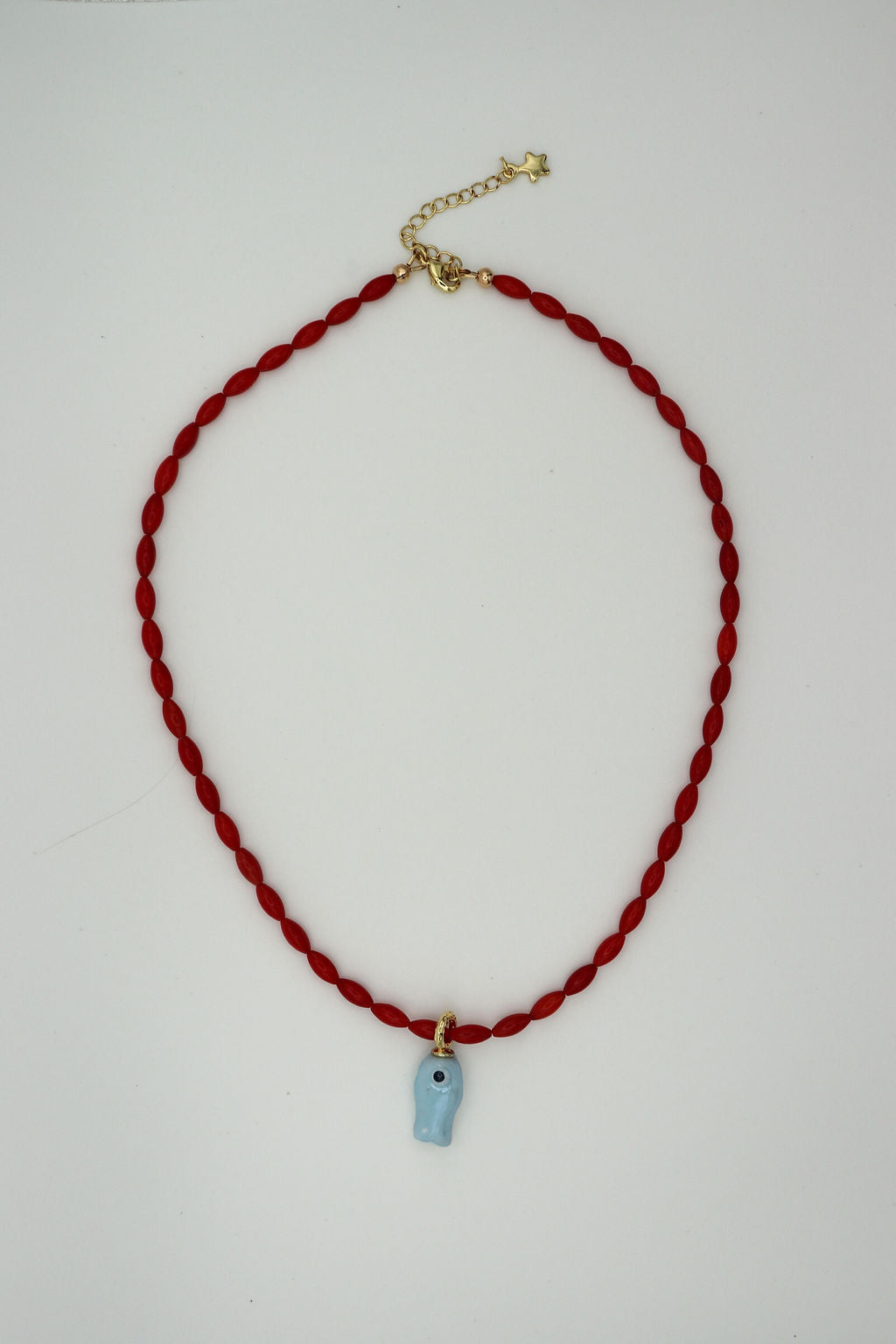 Red & Light Blue Fish Necklace