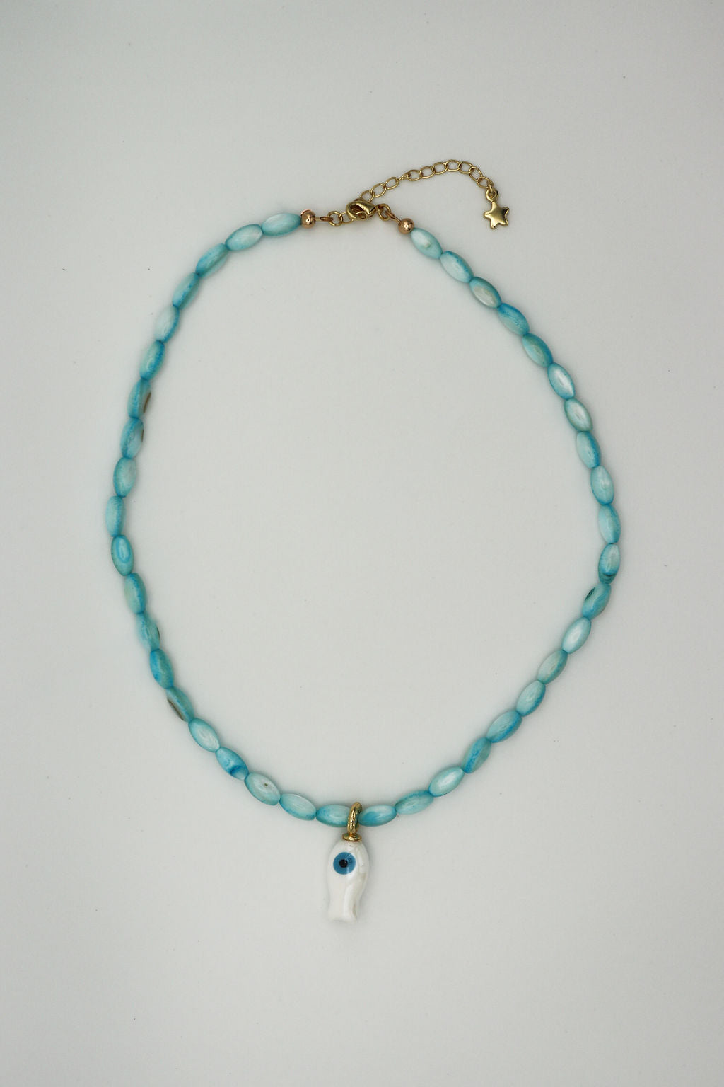 Teal & White Fish Necklace