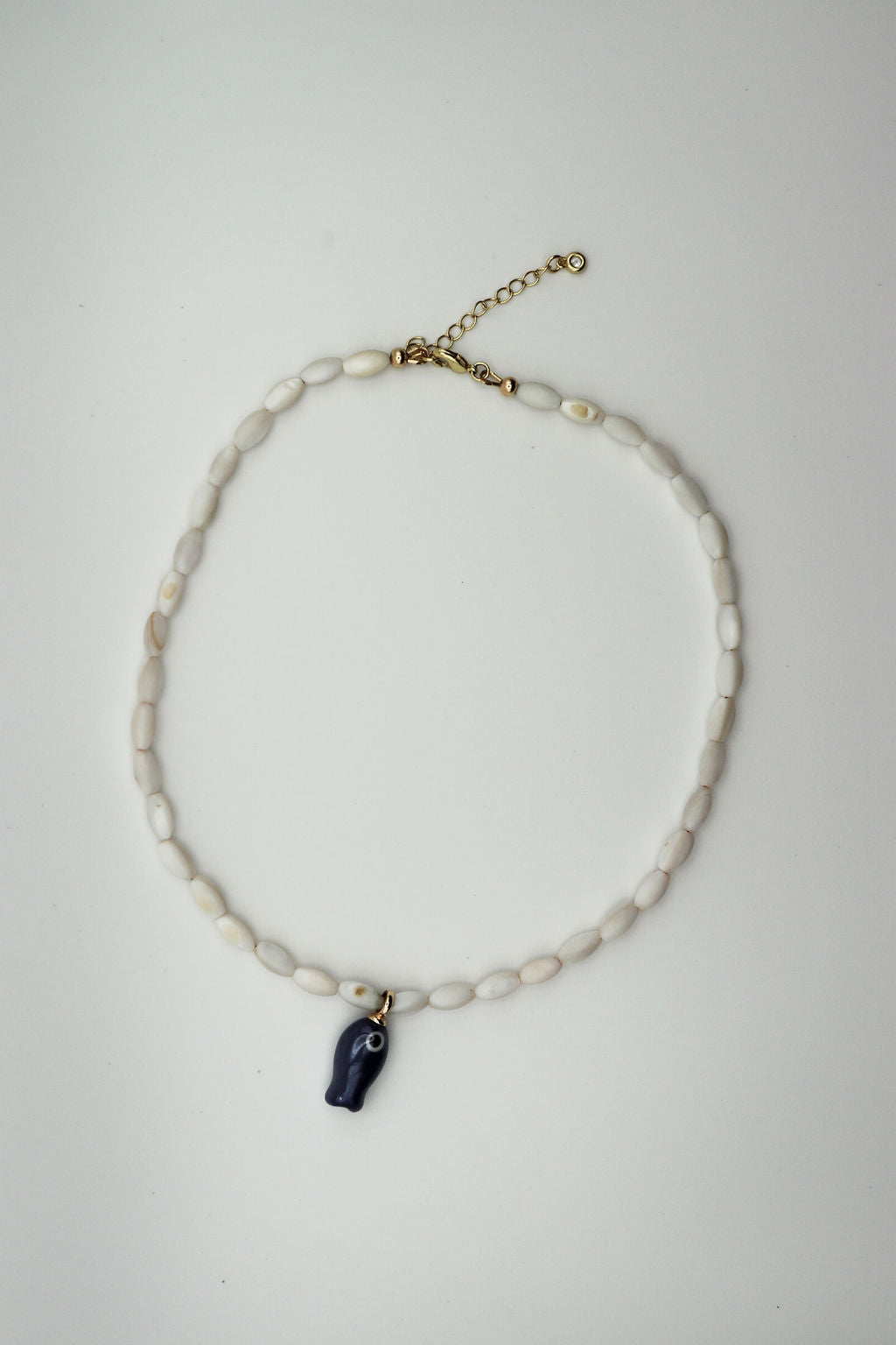 White & Navy Fish Necklace