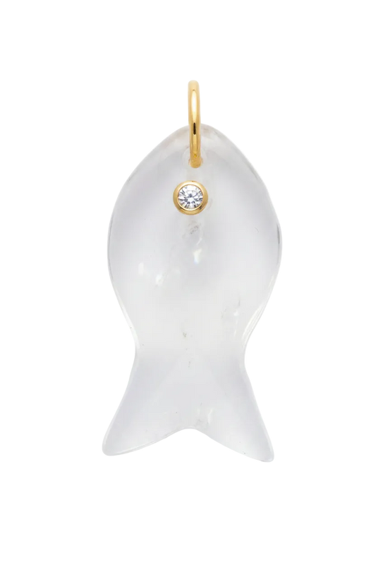 Large clear quartz gemstone fish