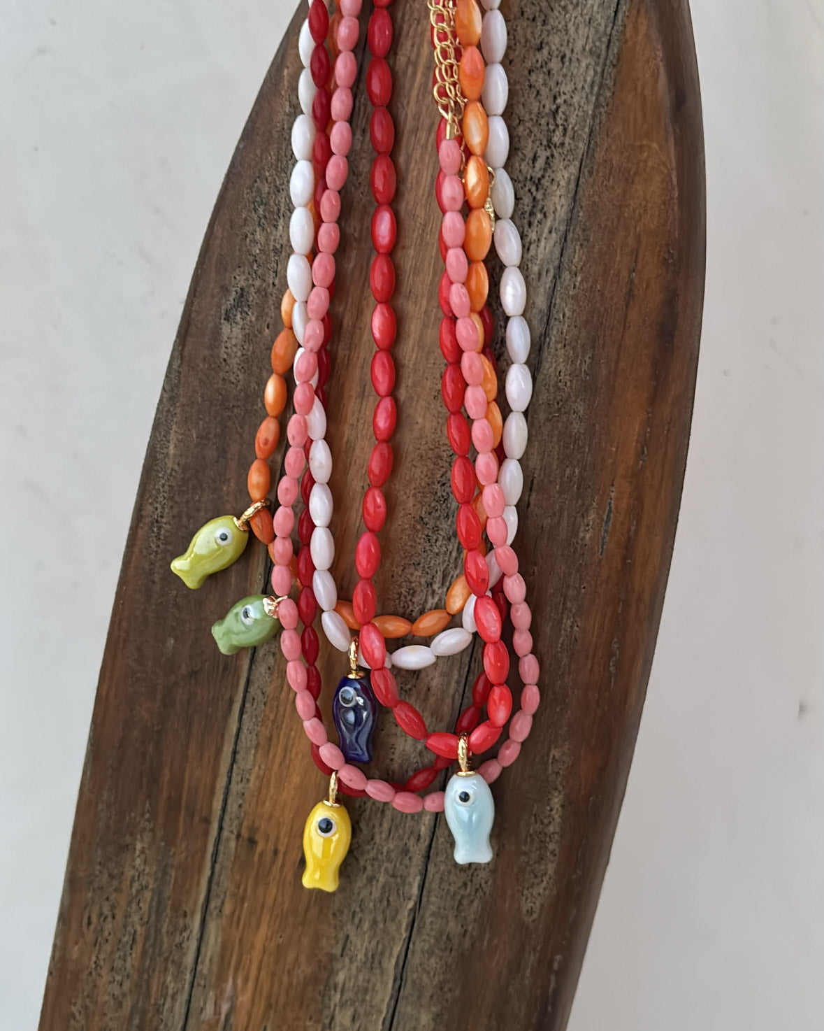 Blue & Red Fishy Necklace