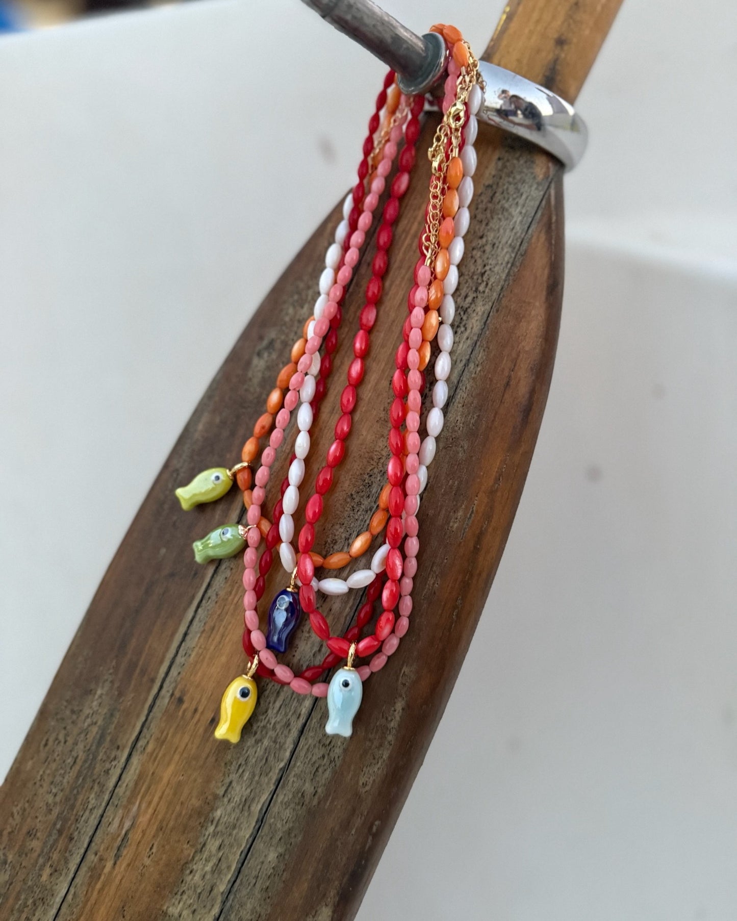 Blue & Red Fishy Necklace