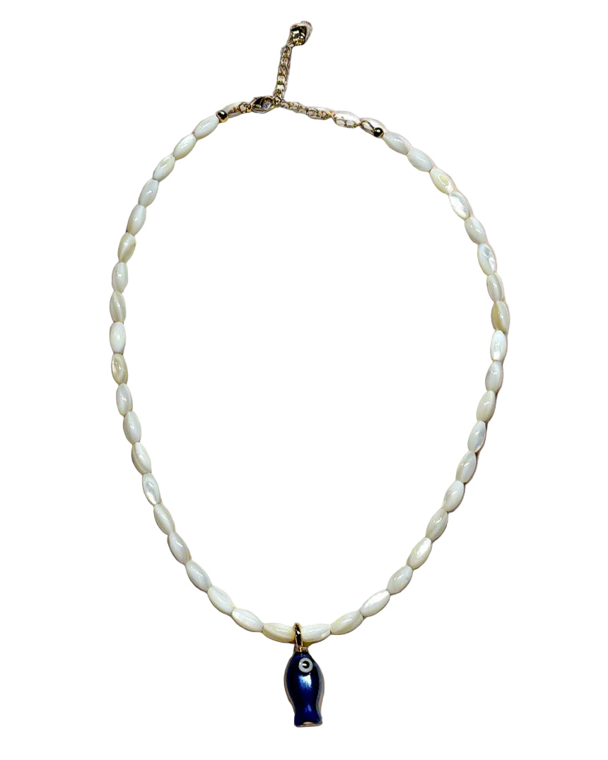 Navy & White Fishy Necklace
