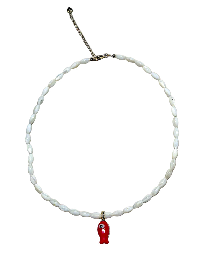 Red & White Fishy Necklace